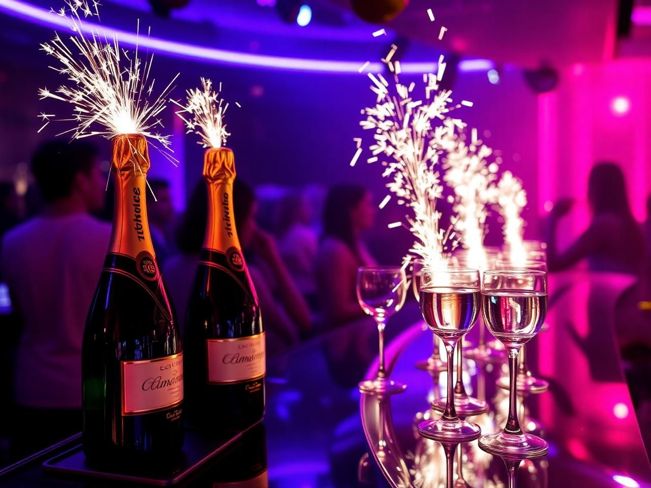 VIP table with champagne and sparklers